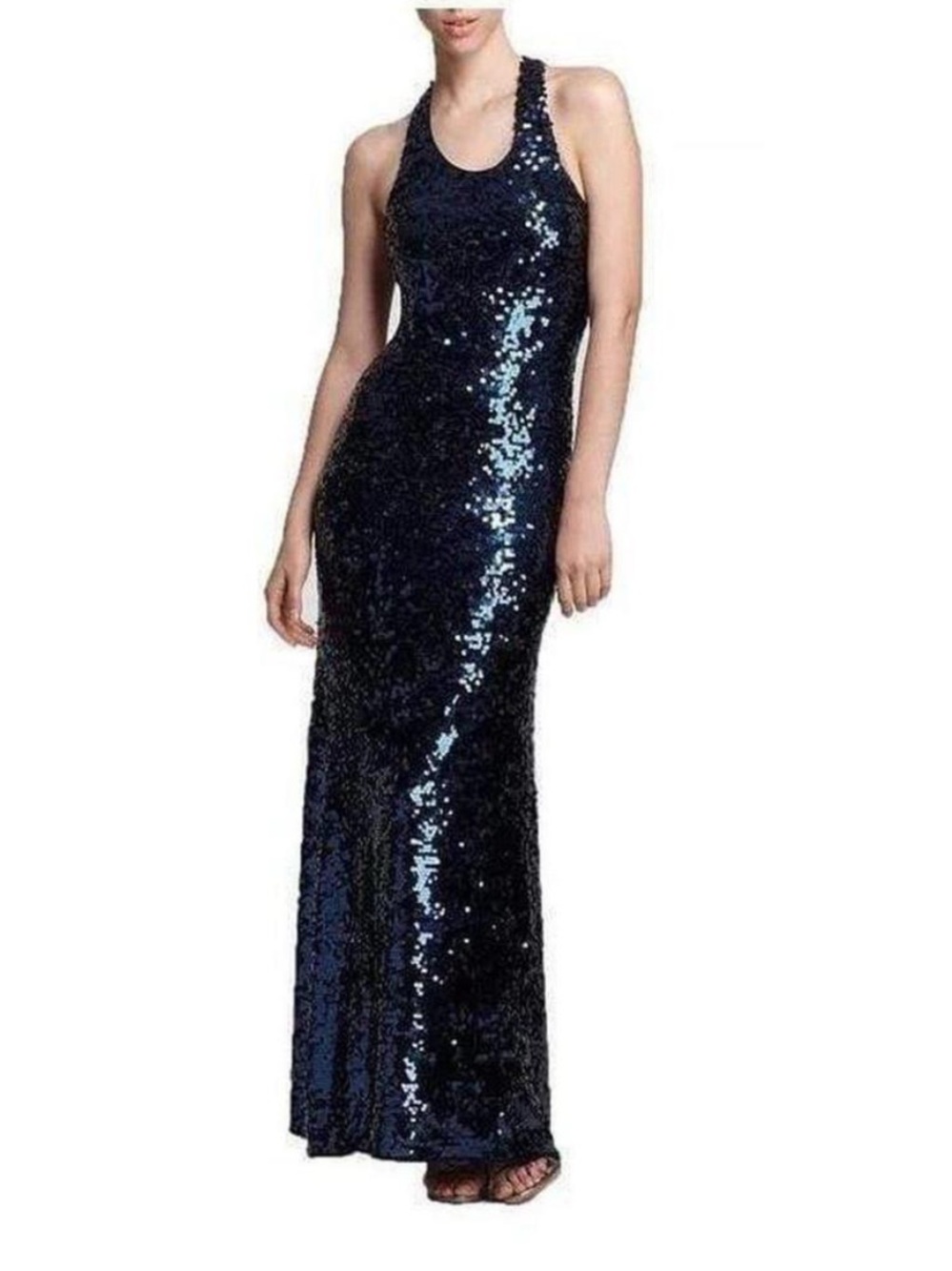 BCBGMAXAZRIA Allure Sequin Cutout Evening Maxi Gown Women’s S